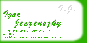 igor jeszenszky business card